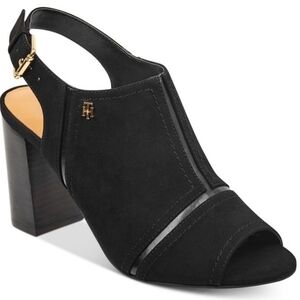 Tommy Hilfiger black suede slingback heels.  Size is 6M